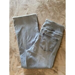Belle Kim Gravel Jeans Womens 12 Light Wash Blue Pull On Stretch Bootcut Raw Hem